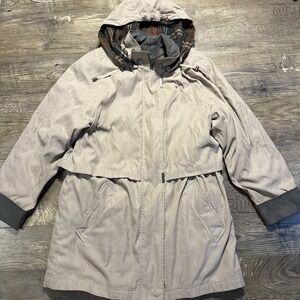 Liz Claiborne Hooded Sip Up Lined Beige‎ Coat Jacket Size M